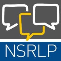 NSRLP logo featuring three speech bubbles, two in white and one in yellow, set against a gray background, with the wordmark on the bottom.