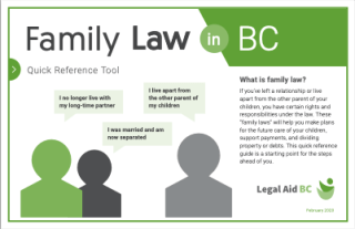 Thumbnail of the first of a set of postcards in a green and grey color scheme with three silhouette figures and speech bubbles describing various family situations. 