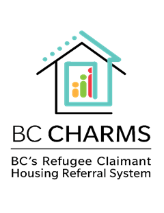 Logo features a line drawing of a house in blue and black, with three stick figures in yellow, green, and red. The organization name is below.