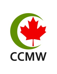 Logo featuring the red maple leaf from the Canadian flag inside a green crescent. Beneath are the letters, in black, “CCMW.”