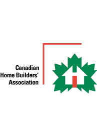 Logo features the organization name beside a stylized green maple leaf containing a white house icon with a red door.