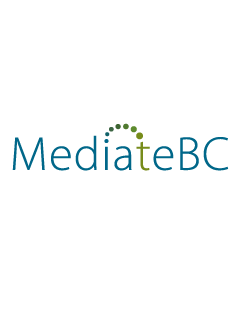 Logo of Mediate BC with the wordmark in blue and a stylized green arc of dots above the letter "t" to represent the concept of mediation.