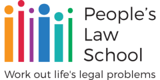 Logo with six rectangles and a circle in six bright colours to represent people, and "People's Law School."