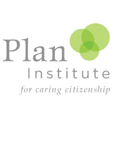 Logo with "Plan Institute" and three overlapping green circles to the right, and the words “for caring citizenship” below.