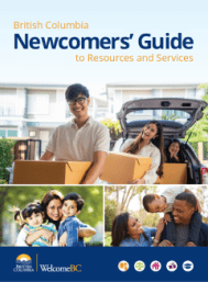 Thumbnail of the cover, with the title, photos of people with moving boxes, and adults smiling with children, and the Government of BC logo.