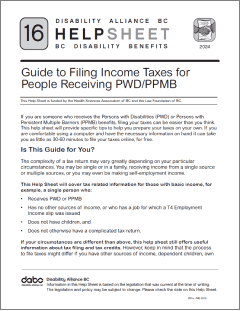 Thumbnail of the first page of the fact sheet/guide with the title, the introduction, and the Disability Alliance BC logo.