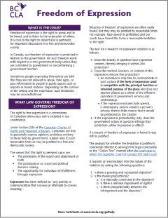 Thumbnail of the first page of the fact sheet with two columns of text and the BC Civil Liberties Association logo.