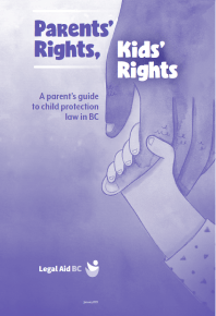 Thumbnail of the cover, with the title and an illustration of a child’s hand holding and adult’s hand, and the Legal Aid BC logo.