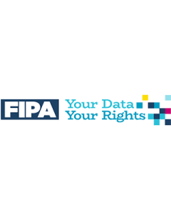 Logo featuring the letters FIPA, the words "your data your rights" and small coloured squares representing pixels.