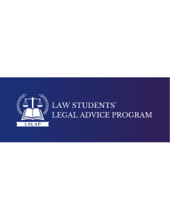 Logo features a scale of justice and a book with the acronym "LSLAP" in white on a blue gradient background.