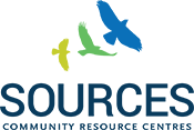 Sources BC logo with organization name and birds icons
