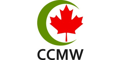 Logo featuring the red maple leaf from the Canadian flag inside a green crescent. Beneath are the letters, in black, “CCMW.”