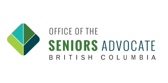 Logo features a green and blue geometric shape on the left and the text "Office of the Seniors Advocate British Columbia" to the right, with "Seniors Advocate" highlighted in green and blue.