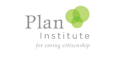 Logo with "Plan Institute" and three overlapping green circles to the right, and the words “for caring citizenship” below.