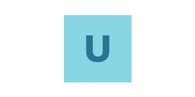 The logo features the letter "U" in dark blue on a pale blue square.