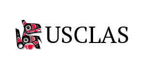 The logo shows a Pacific Northwest Coast Indigenous art totem animal, coloured red and black. To its right are the letters “USCLAS.”