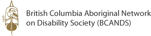 Logo of the British Columbia Aboriginal Network on Disability Society (BCANDS), featuring a stylized Indigenous design of a bird on the left, accompanied by the organization's name in black text.